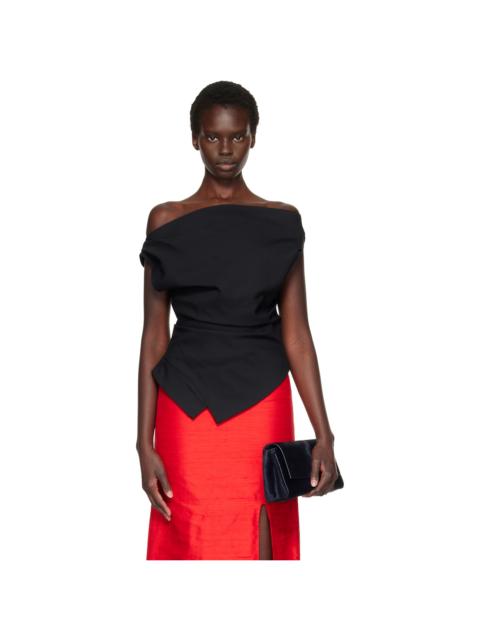 RÓHE Black Off-Shoulder Lapel Top