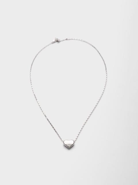 Prada Eternal Gold Nano Heart necklace in white gold with lab-created diamond