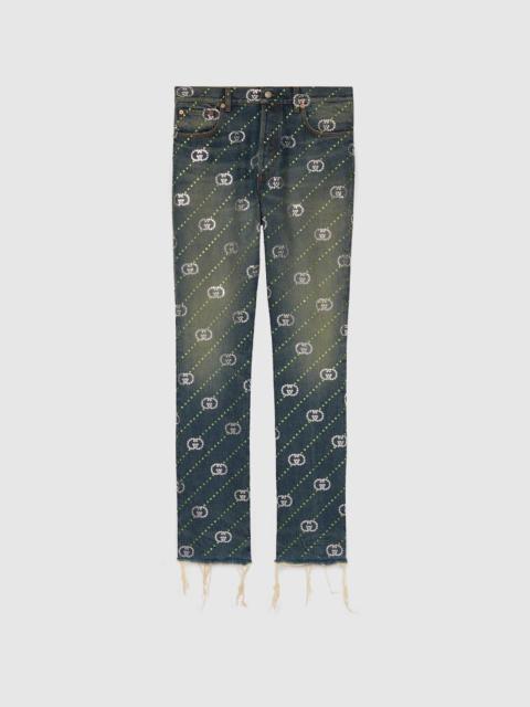 Crystal Interlocking G denim pant