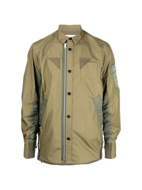 sacai colour-block panelled shirt jacket