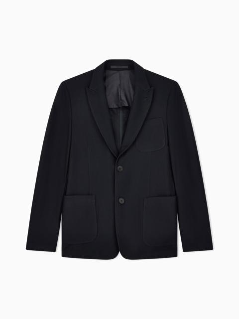 GIORGIO ARMANI Icon single-breasted jacket in technical waffle fabric