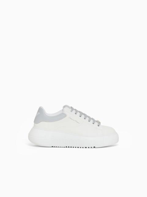 EMPORIO ARMANI LEATHER SNEAKERS WITH SIGNATURE LOGO