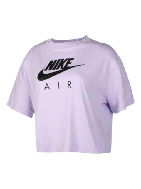 (WMNS) Nike Air Printing Sports Short Sleeve 'Purple Black' BV4778-539