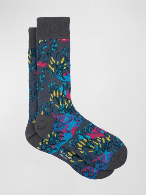 Paul Smith Men's Reedbed Floral Crew Socks