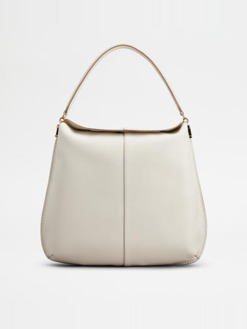 Tod's HOBO BAG TOD'S T CASE IN LEATHER LARGE - OFF WHITE
