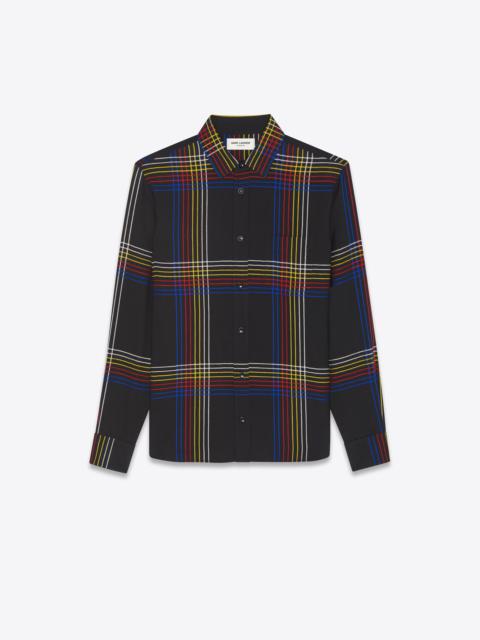 SAINT LAURENT yves collar fitted shirt in checked wool