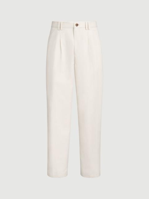 Brunello Cucinelli Cotton and linen canvas trousers with pleat