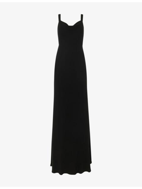 WHISTLES Thea Cowl-Neck Satin Maxi Dress