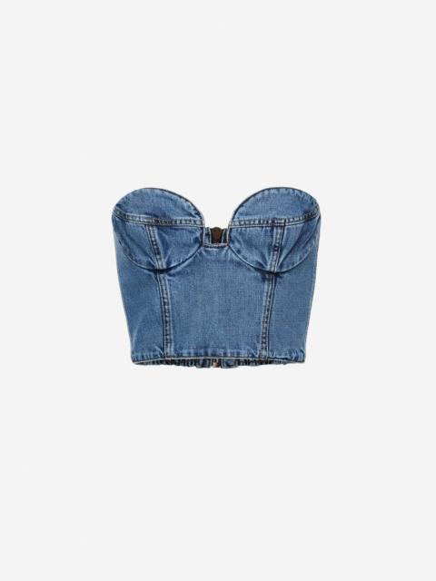 Denim bustier top in dark blue