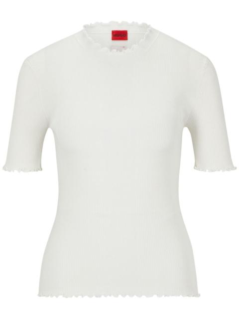 HUGO frilled-neck short-sleeve top