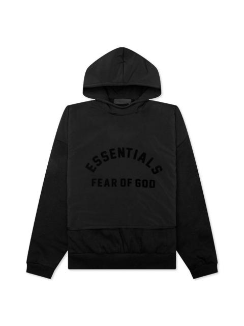 ESSENTIALS 계층화된 로고 인쇄 fleece hoodie
