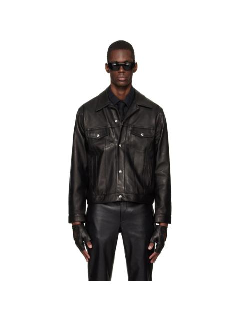 ERNEST W. BAKER Black Diamond Spread Collar Leather Jacket