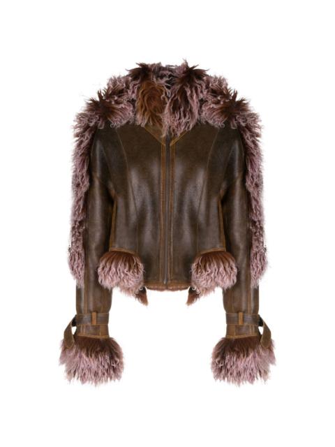 Jean Paul Gaultier x KNWLS shearling-trim leather jacket