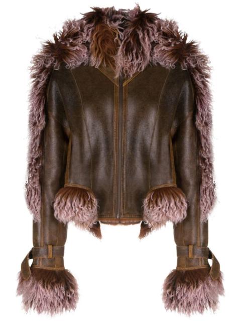 Jean Paul Gaultier x KNWLS shearling-trim leather jacket