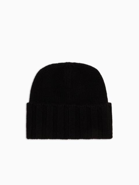 EMPORIO ARMANI 늑골을 붙인 cashmere beanie