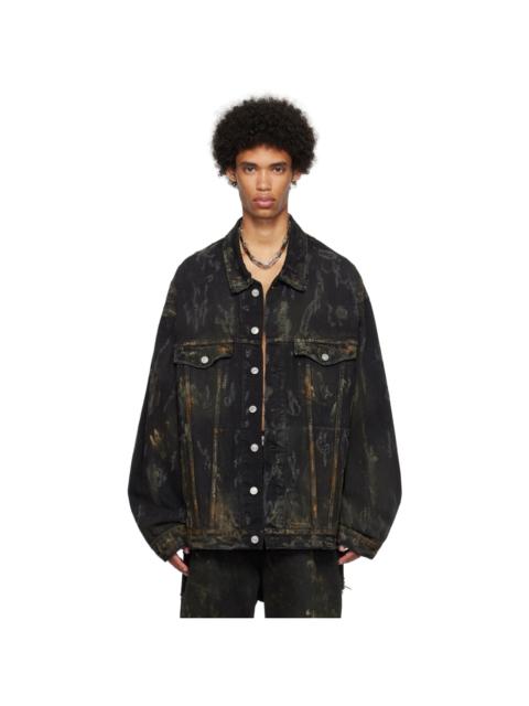 BALENCIAGA Black Distressed Denim Jacket