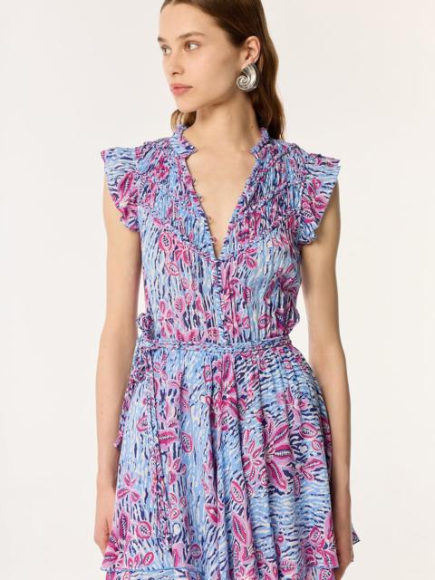 Poupette St Barth Mini Dress Callie - Blue Exotic Forest