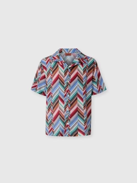 Missoni Bowling shirt in pure viscose with zig zag motif