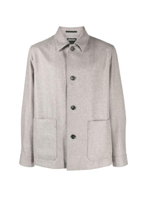 button-down wool shirt jacket