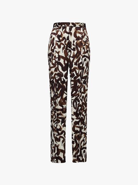 Portia abstract-pattern mid-rise straight-leg woven trousers