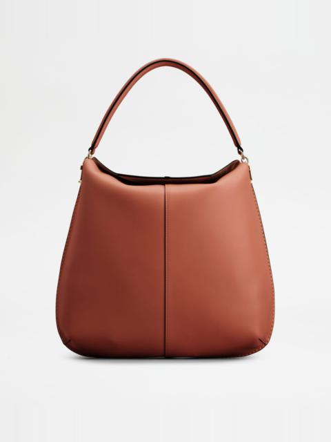 Tod's HOBO BAG TOD'S T CASE IN LEATHER LARGE - BROWN