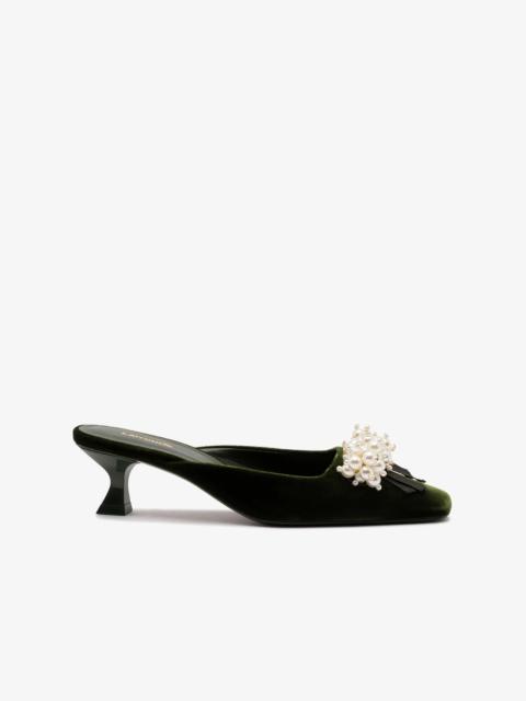 Amal Pearl Mule In Bosco Velvet