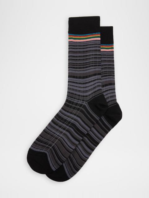 Paul Smith Men's Maury Signature Stripe Mid-Calf Socks