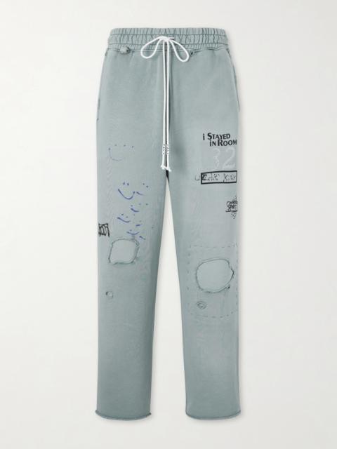 Paly Alta Cienega Distressed Embellished Cotton-Fleece Sweatpants