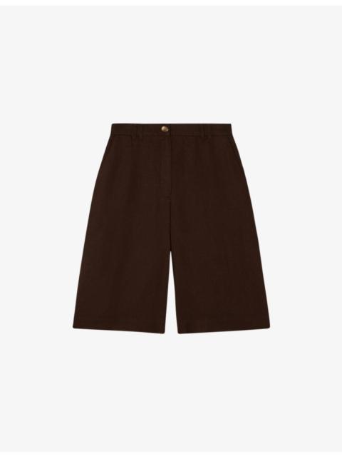 WHISTLES High-Rise Linen Bermuda Shorts