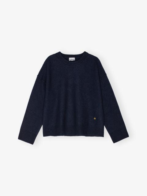 GANNI DARK BLUE O-NECK SWEATER