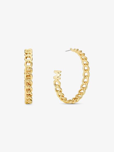 MICHAEL KORS Precious Metal-Plated Brass Curb Link Hoop Earrings