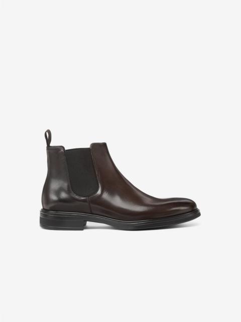 CORNELIANI Brown aged calfskin Chelsea boots