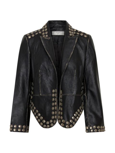 ONE TEASPOON City Nights Studded Cropped Leather Blazer - Black