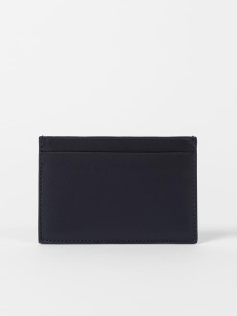 Navy Calf Leather Monogrammed Card Holder