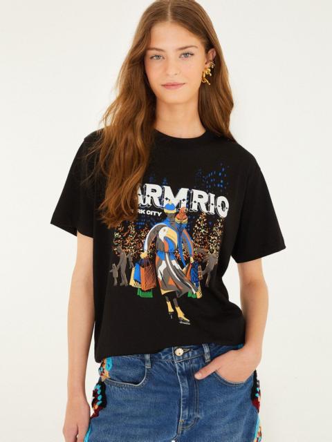 FARM RIO Black Nyc Skating Organic Cotton T-Shirt