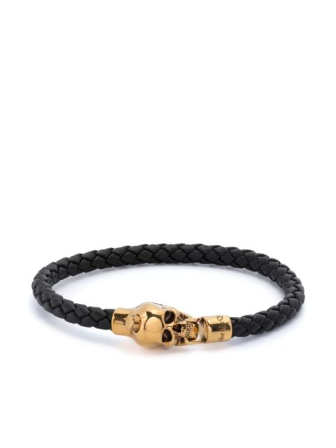 skull braided leather bracelet