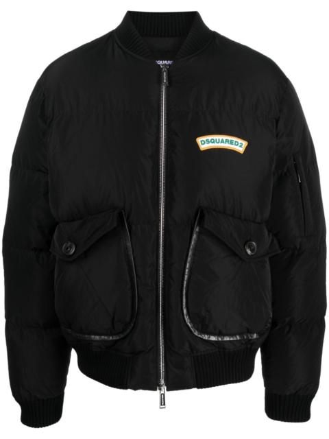 DSQUARED2 logo-print puffer bomber jacket