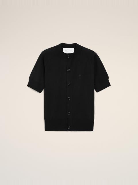 AMI Paris BLACK WOOL SHORT SLEEVES AMI DE COEUR CARDIGAN