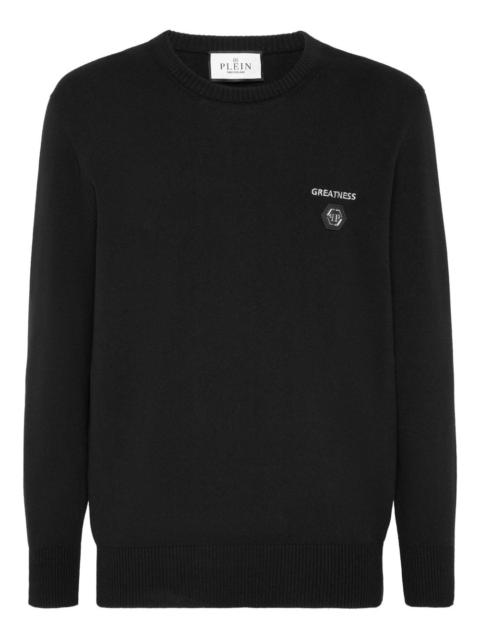 PHILIPP PLEIN logo-plaque round-neck sweater