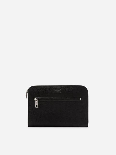 Dolce & Gabbana Flat calfskin Palermo clutch with branded plate