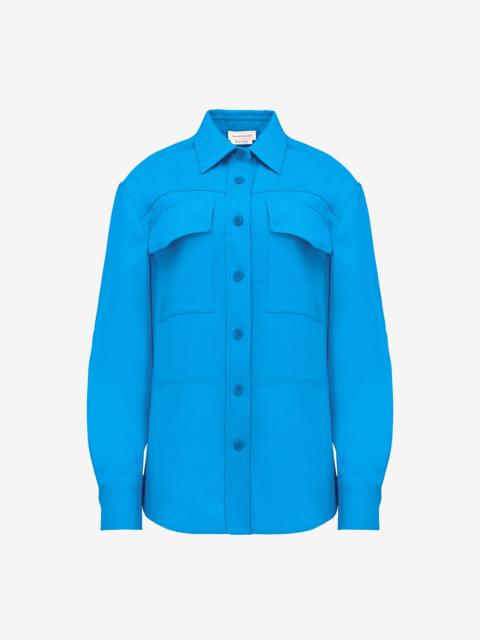 Alexander McQueen Women's Military Pocket Shirt in Lapis Blue