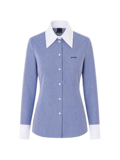 PINKO striped embroidered-logo shirt