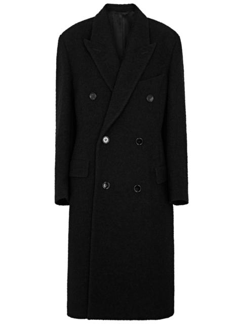 Double-breasted bouclé wool-blend coat
