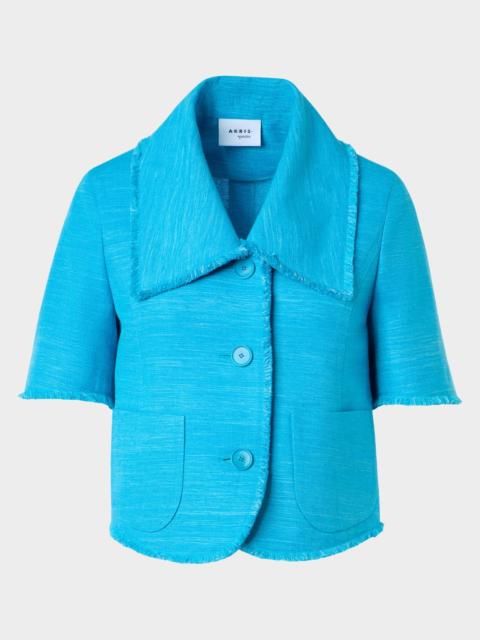 AKRIS Short-Sleeve Fringed Indian Silk Jacket