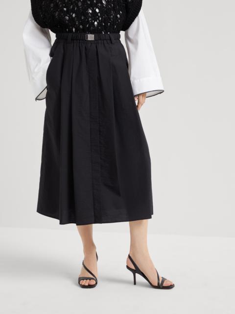 Techno cotton poplin skirt with shimmering buckle