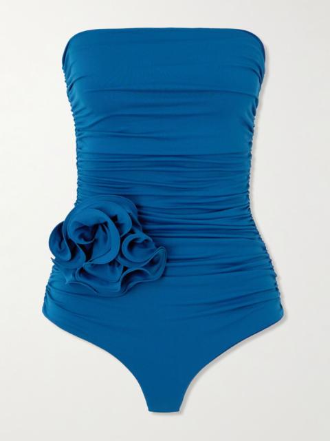 MAGDA BUTRYM Embellished bandeau swimsuit Blue