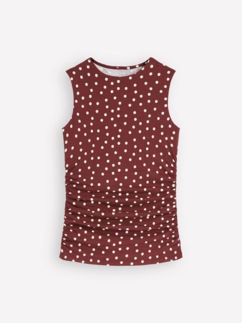 BODEN Tia Sleeveless Ruch Jersey Top-Bitter Chocolate & Ivory Spot