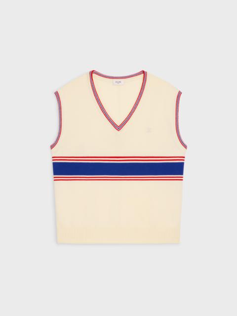 CELINE triomphe V-neck sweater in striped wool