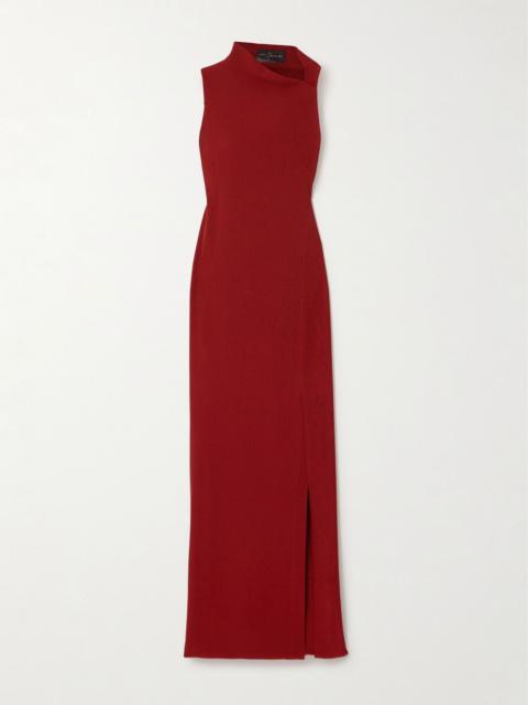 cortana Fiona asymmetric silk-blend maxi dress Red