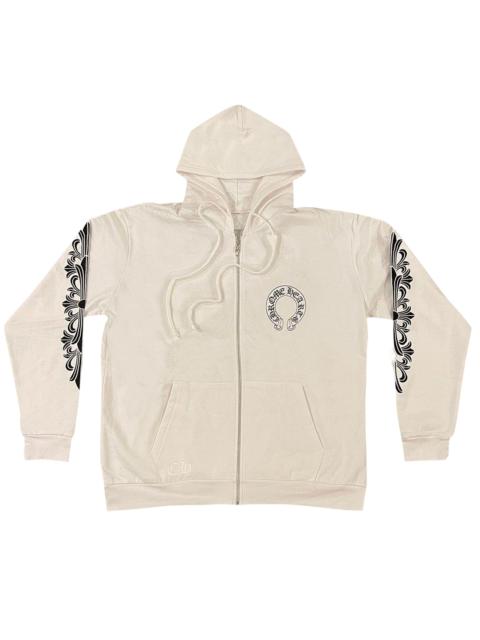 Chrome Hearts Horseshoe Logo Zip Up Hoodie 'White'